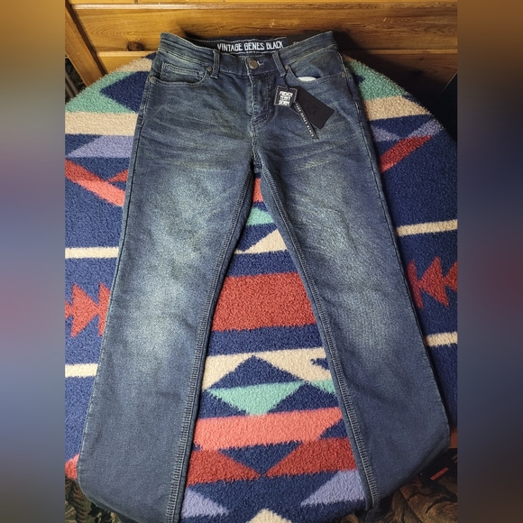 Vintage Genes Black Other - New VGB Vintage Genes Black Jeans Mens 29x31 Slim Fit French Terry Denim Blue